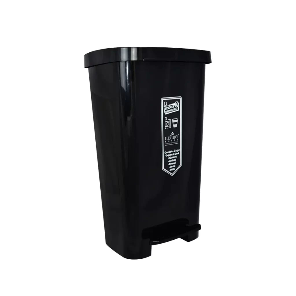 PAPELERA CUADRADA PEDAL 45 LTR NEGRA LUXURY