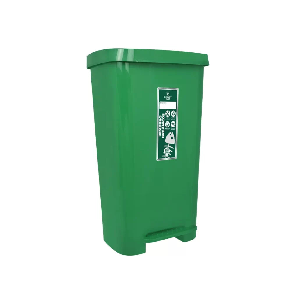 PAPELERA CUADRADA PEDAL 45 LTR VERDE LUXURY