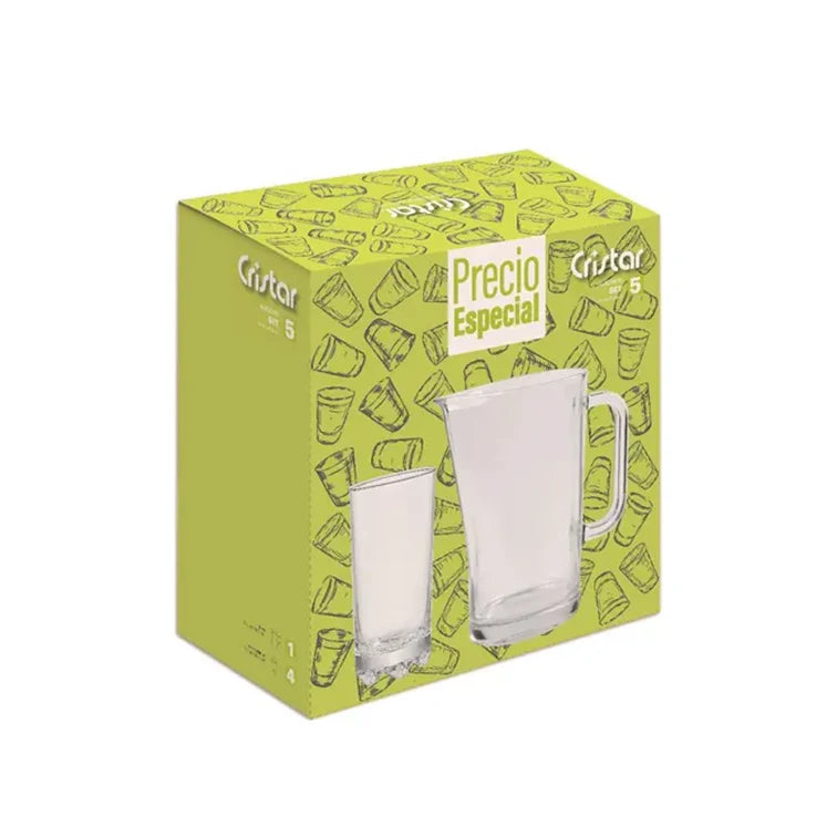 SET CRISTAR ALICANTE 5 PZA JARRA Y VASOS REF 9738ELPR (EMP 8)