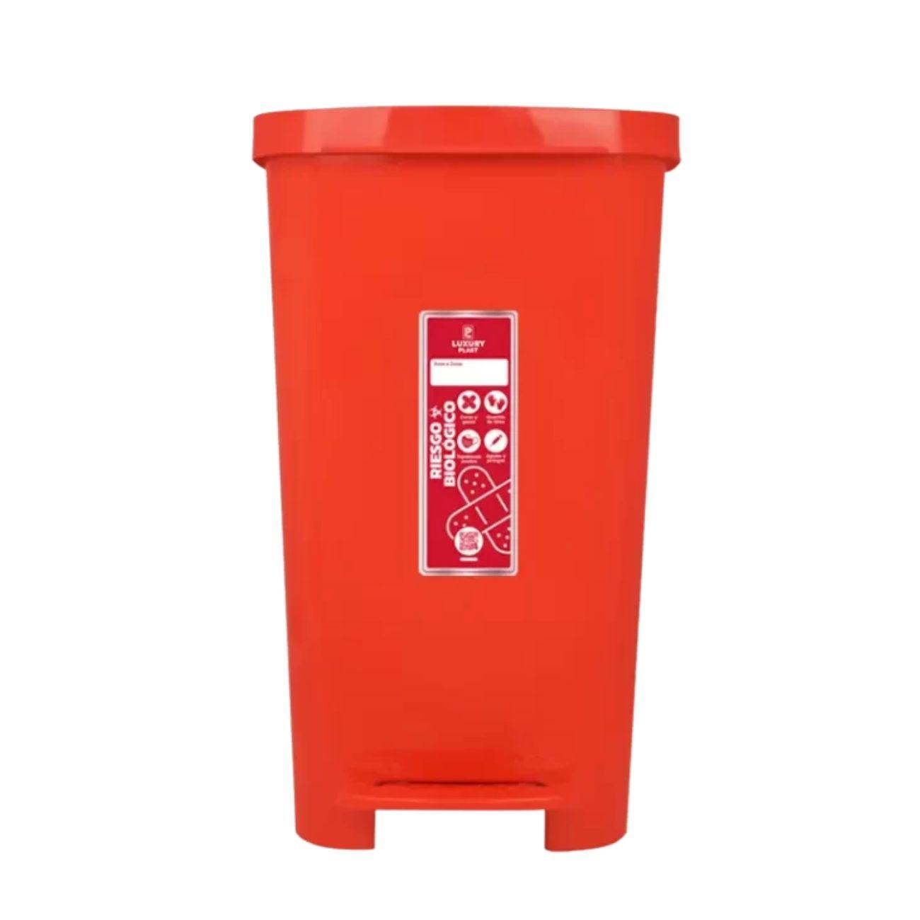 PAPELERA CUADRADA PEDAL 45 LTR ROJA LUXURY ( EMP4)