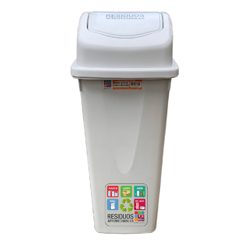 PAPELERA RIMO VAIVEN RESIDUOS ECO BLANCA 35 LT REF 14883