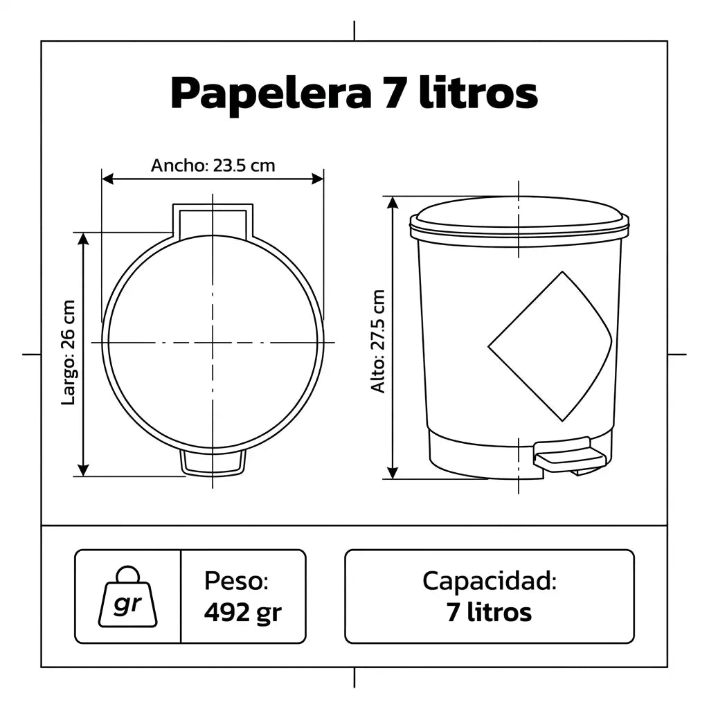 PAPELERA LUXURY PEDAL 7 LT VERDE