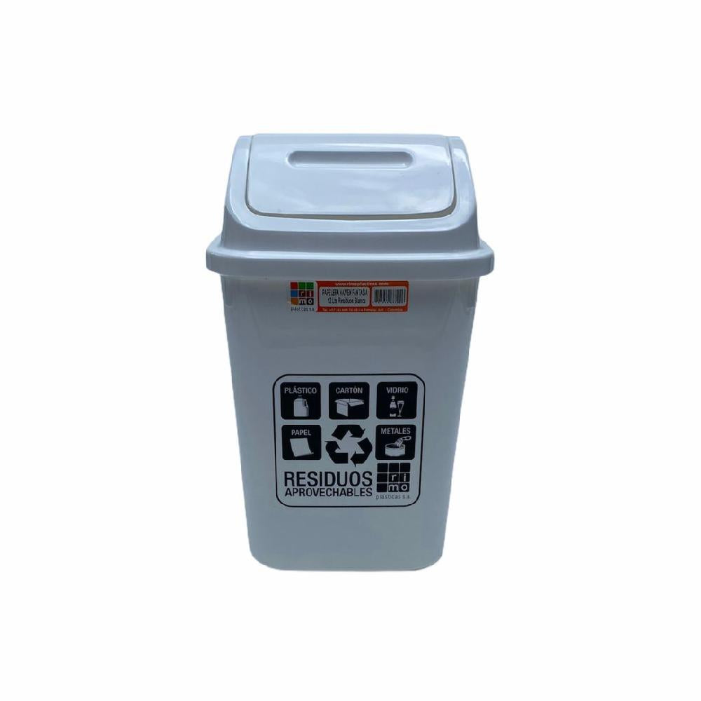 PAPELERA RIMO VAIVEN 12 LT FANTASIA BLANCA REF 14798