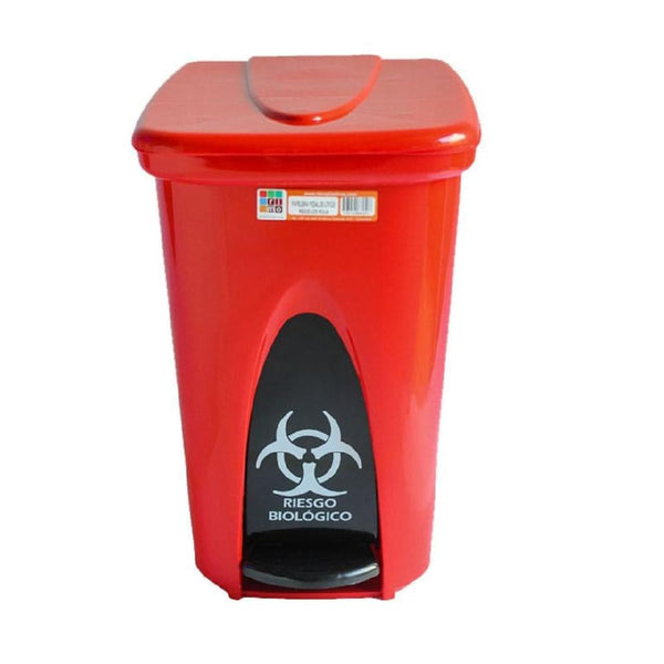 PAPELERA RIMO PEDAL 25 LT ROJA REF 12092
