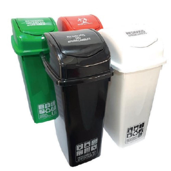 PAPELERA RIMO VAIVEN RESIDUOS ECO BLANCA 35 LT REF 14883