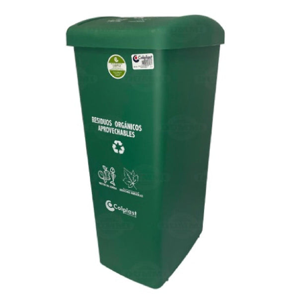 PAPELERA COLPLAST VAIVEN 55 LT TAPA PLANA VERDE