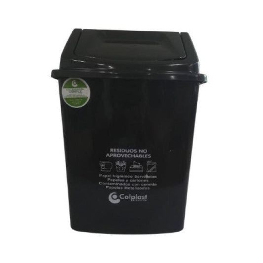 PAPELERA COLPLAST VAIVEN 14 LT NEGRA