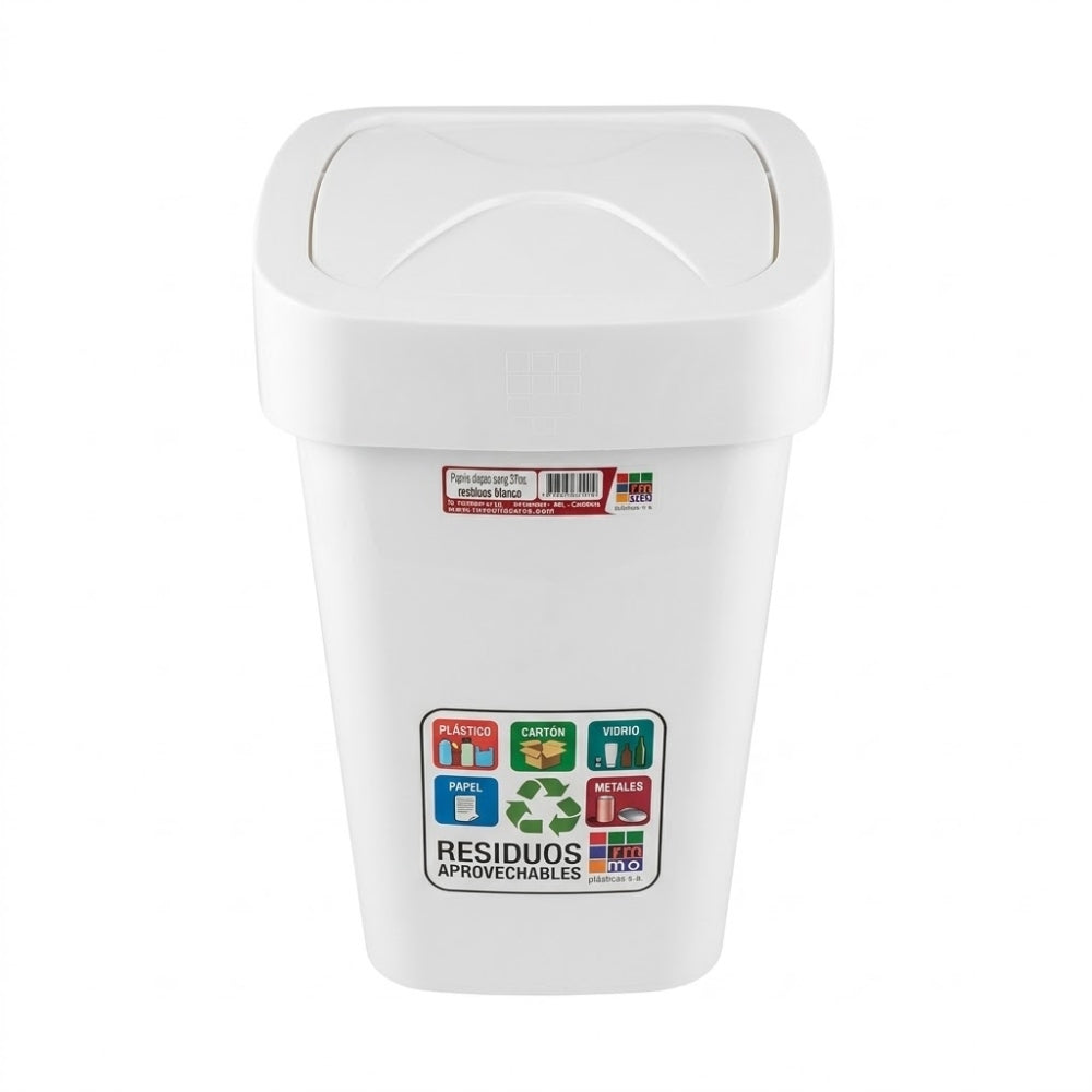 PAPELERA RIMO ELEGANCE SWING 20 LITROS RESIDUOS BLANCO 16507