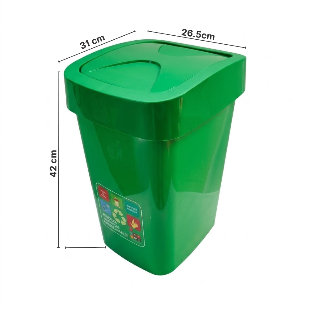 PAPELERA RIMO ELEGANCE SWING 20 LITROS RESIDUOS VERDE 16504