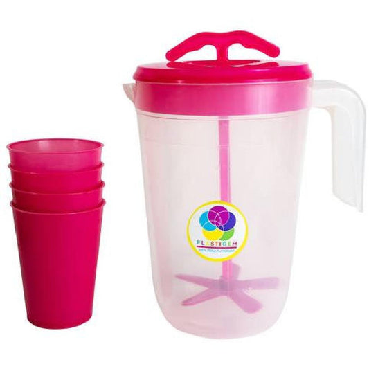 SET JARRA PLASTIGEM 2.5 C/MESCLADOR 4 VASOS 138-4V