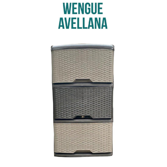 MUEBLE RIMO ORGANIZADOR X3 RATTAN WENGUE AVELLANA 14979