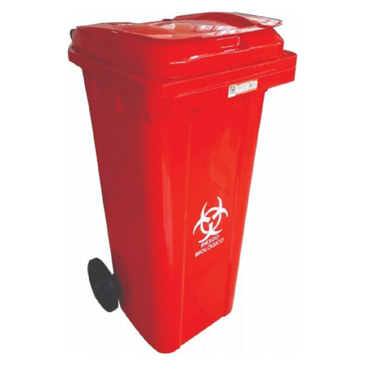 CONTENEDOR RIMO BASURA 120 LT RUEDAS ROJO 11540