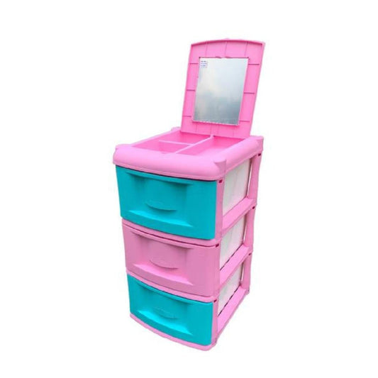 MUEBLE RIMO ORGANIZADOR X3 CHASIS C/ESPEJO ROSA 15383