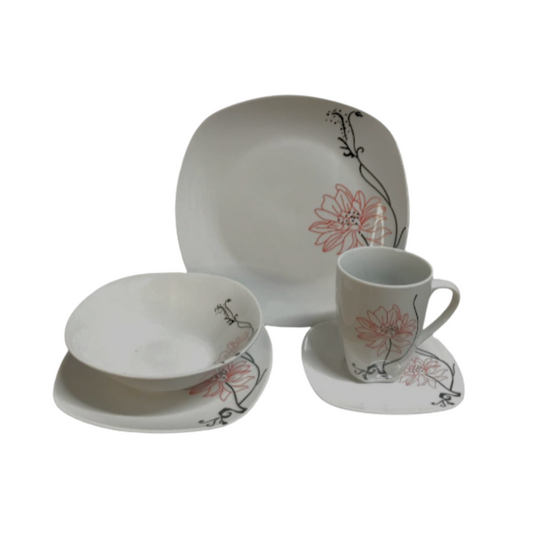 VAJILLA CUADRADA LOZA CTE 20 PZ CON MUG