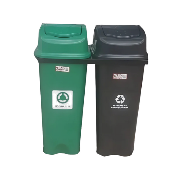 PAPELERA HOGARPLAS VAIVEN 60 LT NEGRA PUNTO ECO