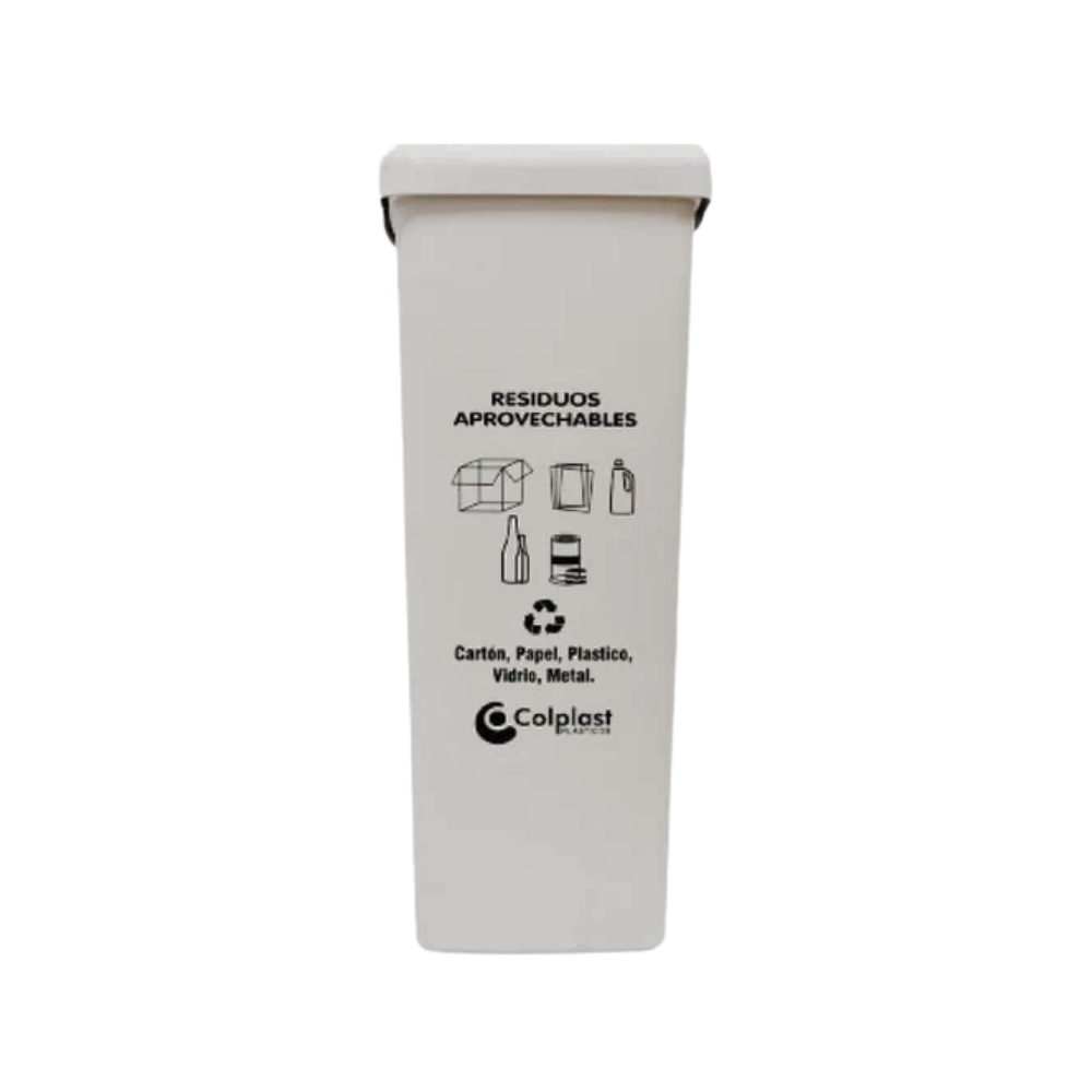 PAPELERA COLPLAST VAIVEN 55 LT TAPA PLANA BLANCA