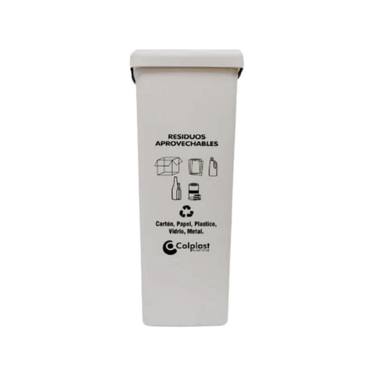 PAPELERA COLPLAST VAIVEN 55 LT TAPA PLANA BLANCA