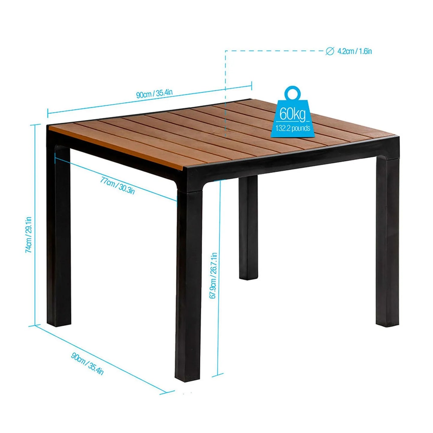 MESA MQ MADEIRA CUADRADA TABACO REF 462-TAB