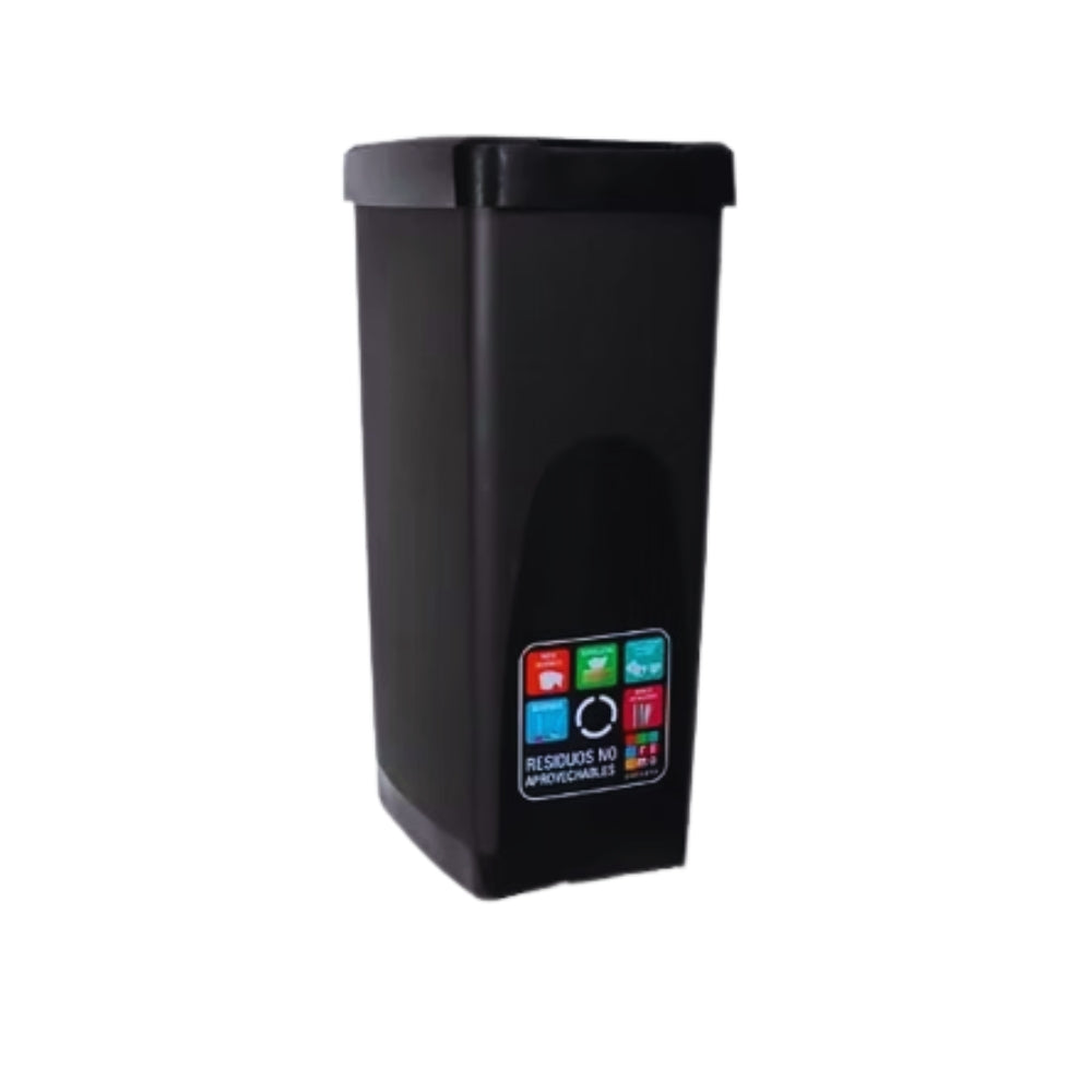 PAPELERA RIMO VAIVEN 55LT T/PLANA RESIDUOS NEGRA