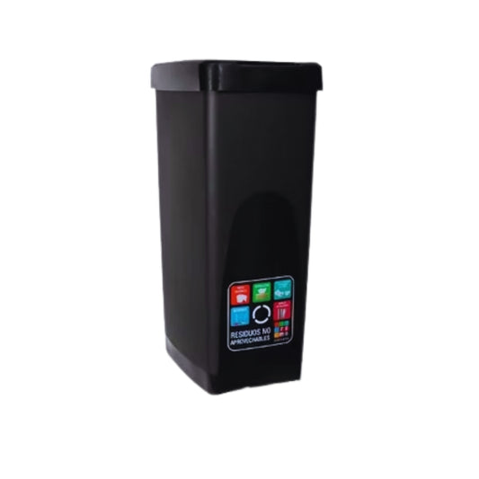 PAPELERA RIMO VAIVEN 55LT T/PLANA RESIDUOS NEGRA