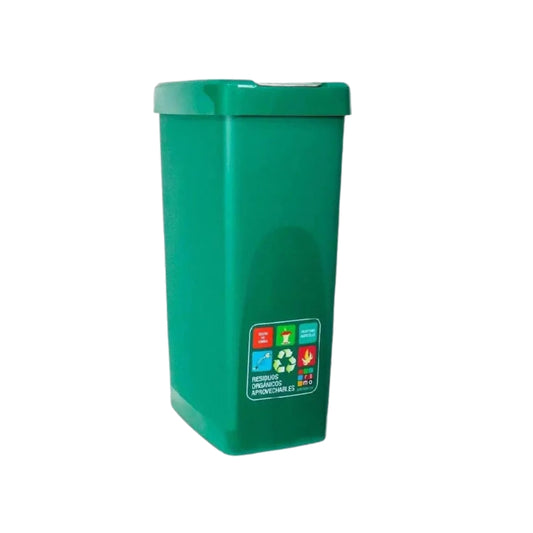 PAPELERA RIMO VAIVEN 55LT T/PLANA RESIDUOS VERDE