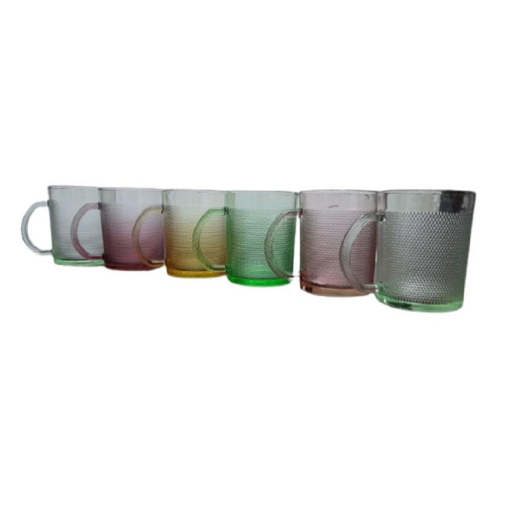 SET ECOGLASS JARRO MUG VIDRIO X6 COLORES RF PKJ0631 KA-096 543
