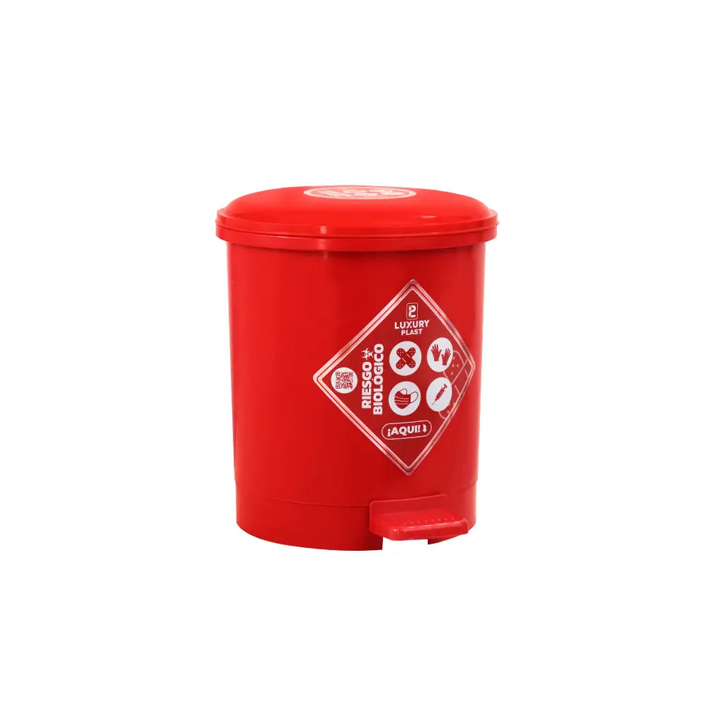 Caneca de basura Luxury Plast Rojo de 3,5 litros con tapa y pedal, diseño redondo compacto.