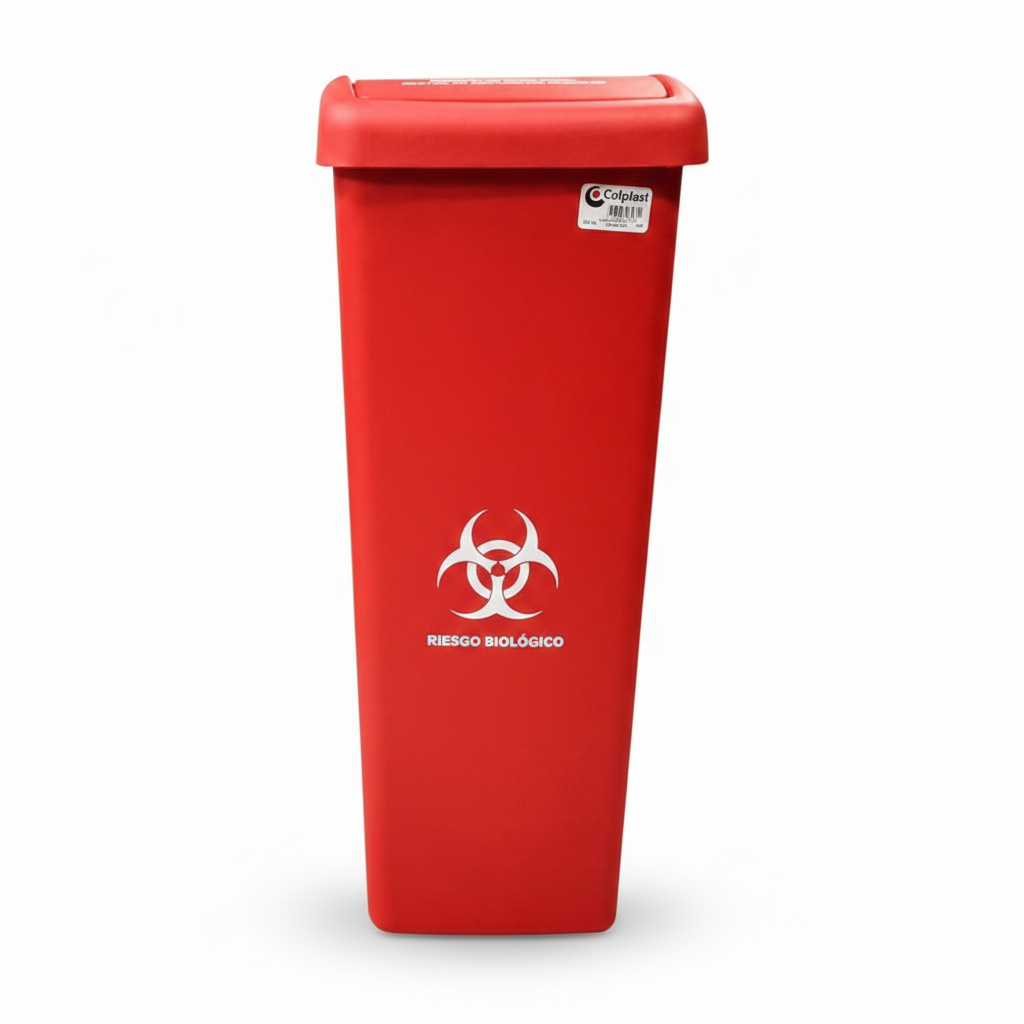 PAPELERA COLPLAST VAIVEN 55 LT TAPA PLANA ROJA