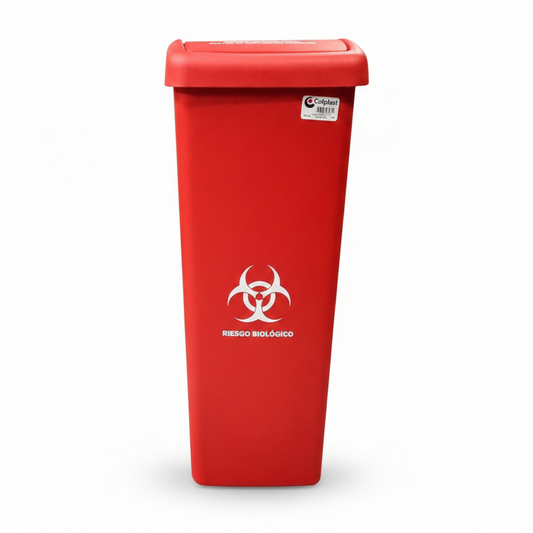 PAPELERA COLPLAST VAIVEN 55 LT TAPA PLANA ROJA