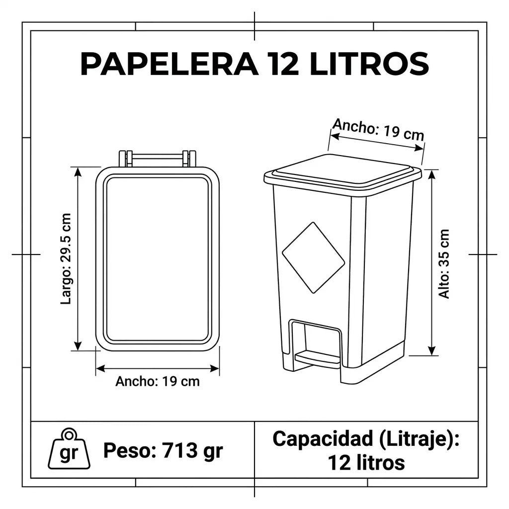 PAPELERA LUXURY PEDAL 12 LT VERDE