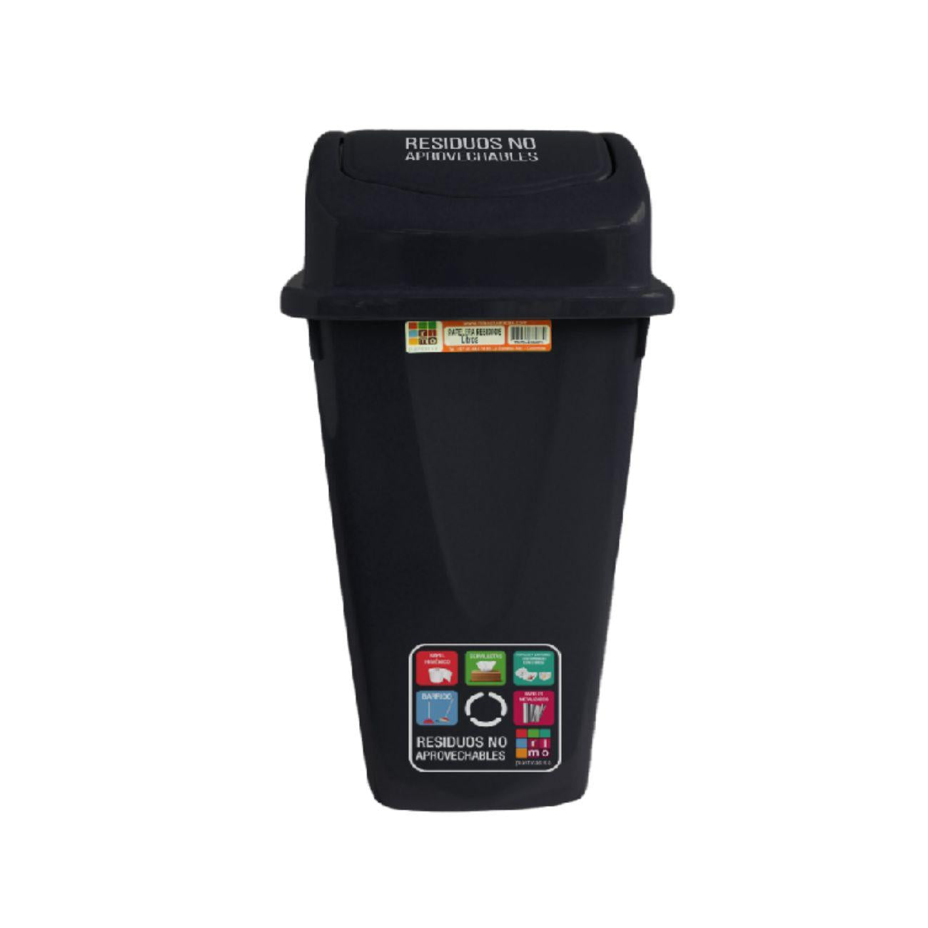 PAPELERA RIMO VAIVEN 25 LT ORIGINAL NEGRA 14775 (EMP 12)