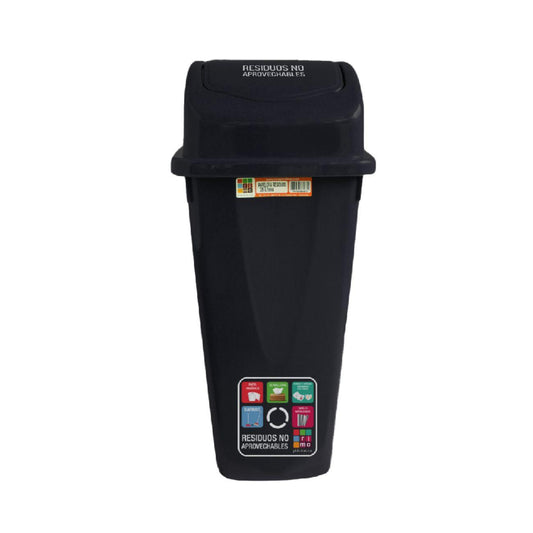 PAPELERA RIMO VAIVEN RESIDUOS ECO NEGRA 35 LT REF 14666 (EMP 12)