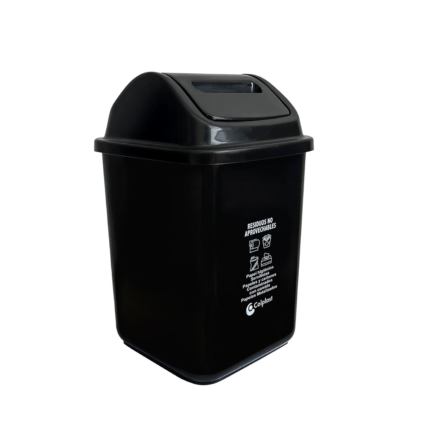 PAPELERA COLPLAST VAIVEN 10 LT NEGRA