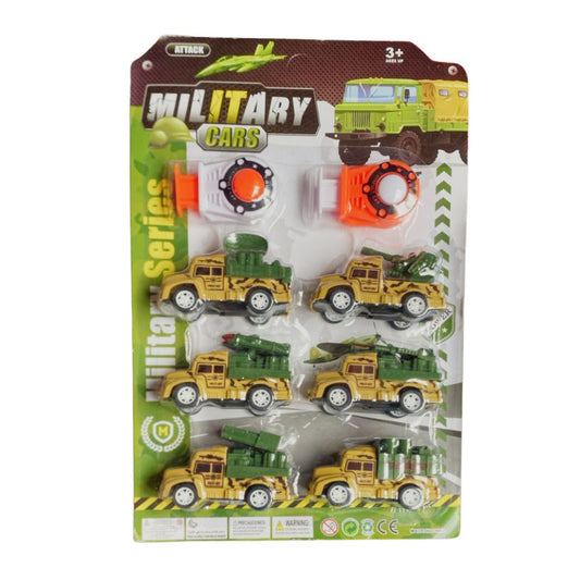 CARROS MILITARES BLISTER X6 CON LANZADOR MAJU  F669-4A