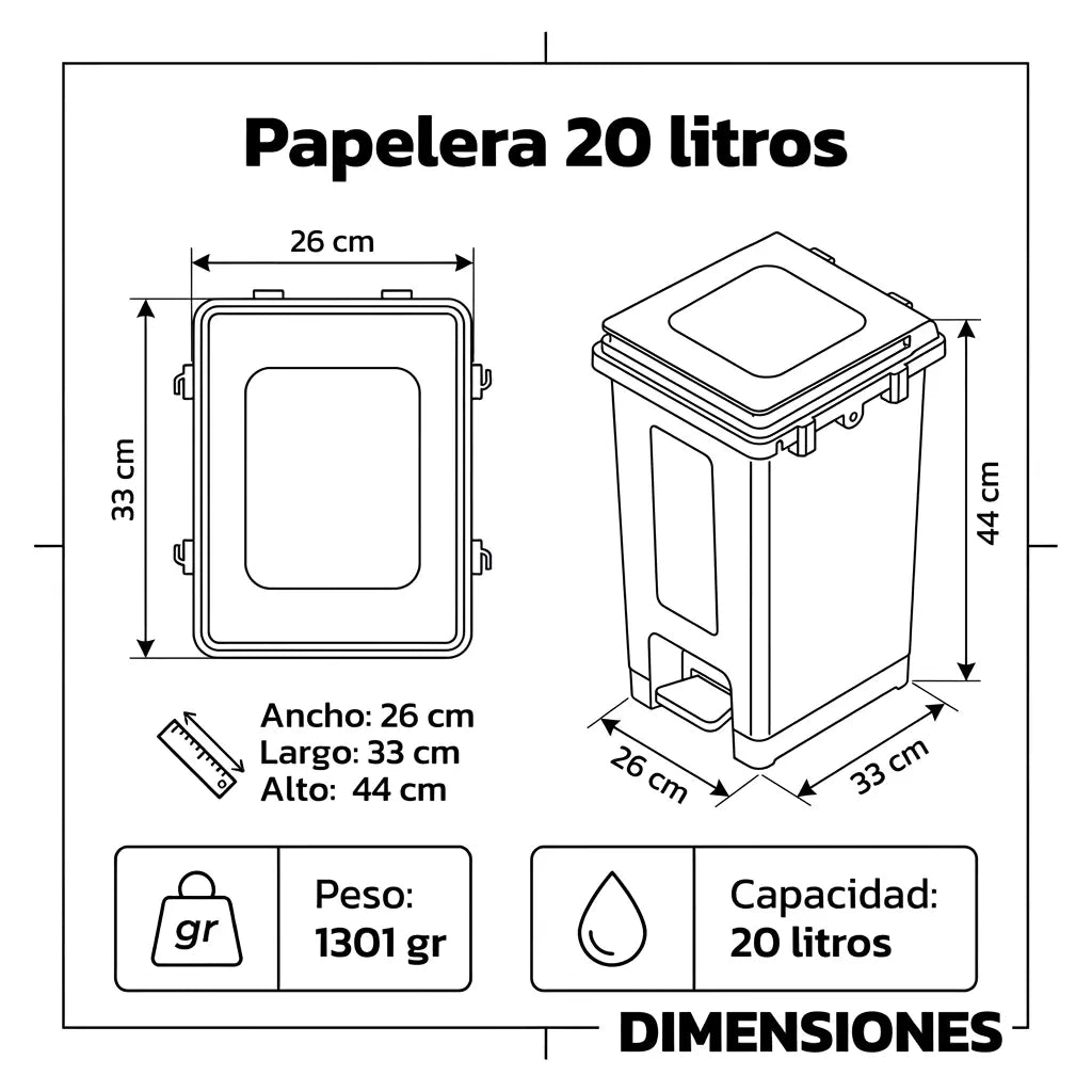 PAPELERA LUXURY PEDAL 20 LT VERDE